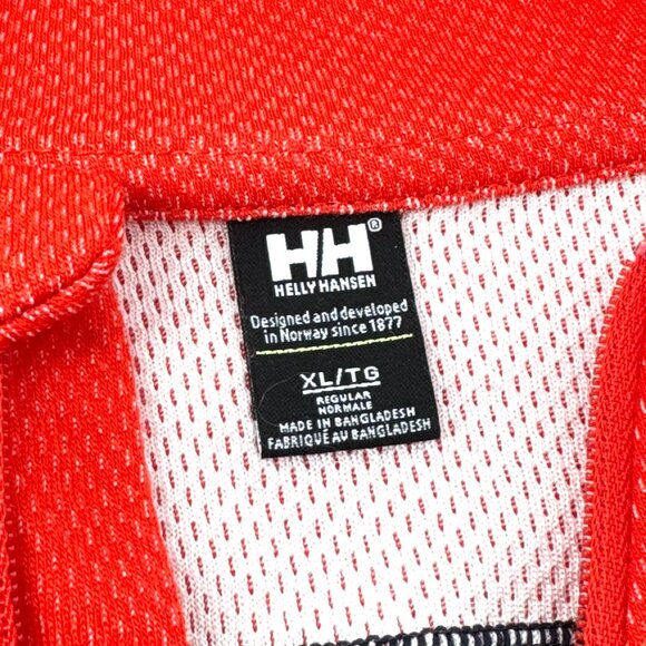 Helly Hansen Wool Blend Ski Half Zip Red Orange Navy Cream XL - Picture 5 of 7